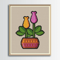 flowers cross stitch pattern 2, digital pdf