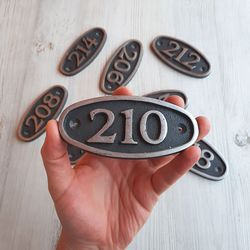 Address door number plaque 210 - vintage oval apartment number sign