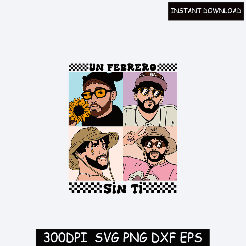 Valentines Day Bad Bunny, Un Febrero Sin Ti Valentines Day Bad Bunny Conversation Hearts UVST Heart Graphic Tee Design SVG, PNG, EPS,DXF.jpg