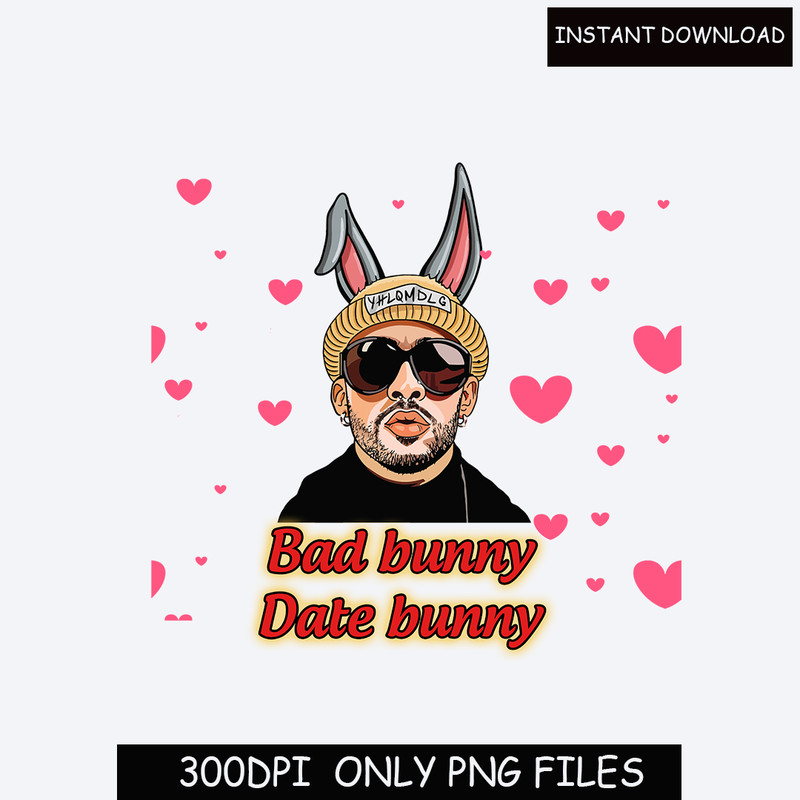 Xoxo Bad Bunny Heart Png, Bad Bunny Valentines Png, Benito png, Valentine’s Design, Original Design, Bonito y Sencillo.jpg