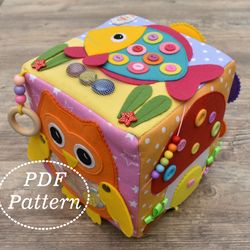 Baby Sensory Block Felt PDF Pattern, Busy Cube for kids sewing Pattern