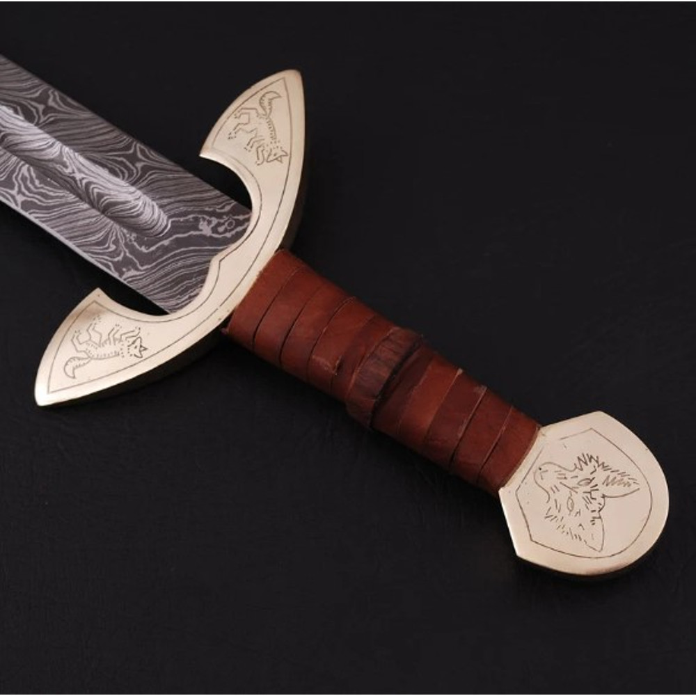 UlfSune Fang Damascus Steel Viking Carolingian Sword  Hand Forged Functi 2jpg