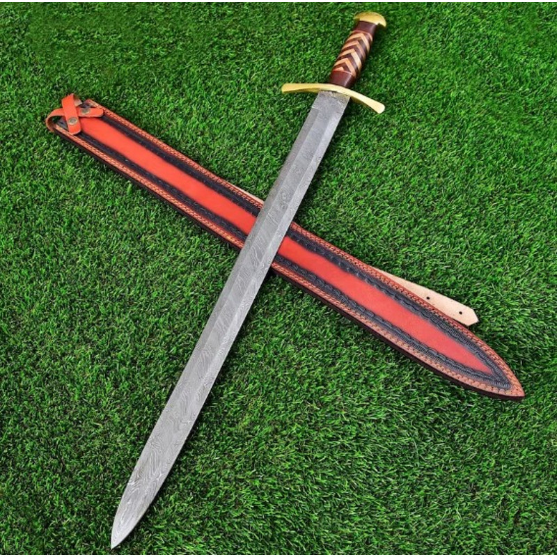 Heathen Army Damascus Steel Sword  Pattern Welded Steel Hand Forged Historical Repjpg