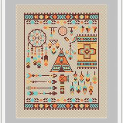 boho sampler for cross stitch pattern