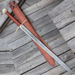 For Valhalla Damascus Steel Viking Longsword - Norse Inspired Hand Forged Pattern