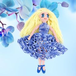 Doll girl in dress, girl with accessories, collectibles dolls, interior cotton doll, gift for girl, souvenir for women