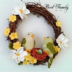 Easter Wreath-Bird Family. Crochet pattern