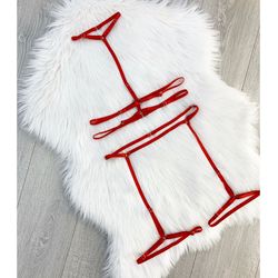Harness Set Red, harness lingerie, harness bra, cage bra, strappy, bdsm lingerie, harnesses, harness women