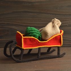 Crochet pattern Sleigh, Christmas tree and bag for gifts