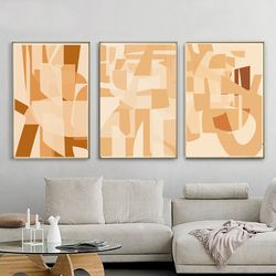 Abstract Triptych Download Prints Neutral Wall Art Pastel Art Geometric Print Three Posters Beige Decor Set Of 3 Prints