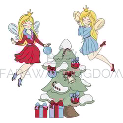 christmas decor new year princess vector illustration set