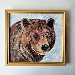 Brown bear painting acrylic Animal artwork