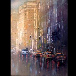 New York Painting "DAY AND NIGHT" Original Painting on Canvas Modern City Painting Original Art by "Walperion Paintings"