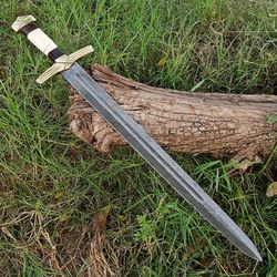 Formidable Viking Ruler Damascus Steel Sword - Pattern Welded Hand Forged Collectible Medieval Replica Sword