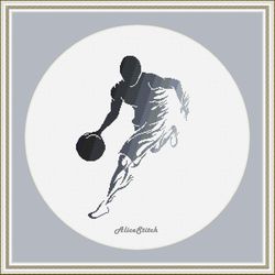 cross stitch pattern sport basketball player gray silhouette sportsman ball monochrome counted crossstitch patterns pdf