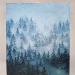 original oil painting Foggy forest oil painting