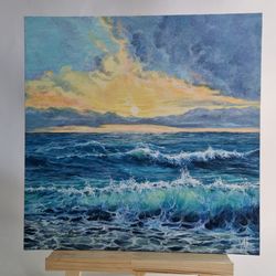 Sunset on the sea oil painting original oil painting