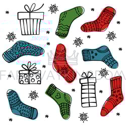 handrawn sock set new year cartoon vector illustration set