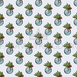 CHRISTMAS TOY AND BERRIES New Year Vector Seamless Pattern