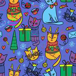 merry christmas cat seamless pattern vector illustration