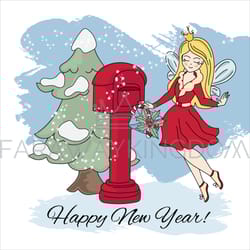 new year fairy christmas cartoon vector illustration set