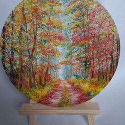 Autumn path oil painting Autumn painting Original oil painting
