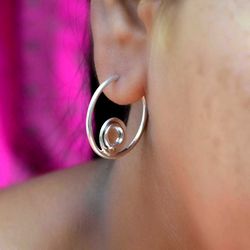 925 Sterling Silver Hoop Earrings, Women Handmade earrings