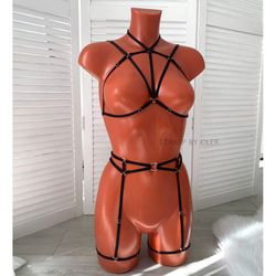 Harness set LINES, harness lingerie, harness bra, cage bra, strappy, bdsm lingerie, harnesses, harness belt