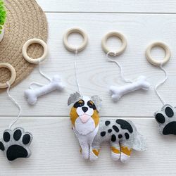 Montessori baby plush dog toys set Personalized dog toys Baby activity play gym toys Dog nursery decor Dog ornaments