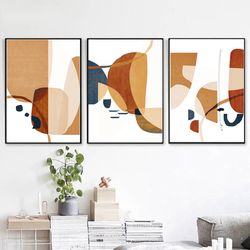 Abstract Ceometric Triptych Wall Art Set Of 3 Prints Download Prints Scandi Art Three Posters Home Decor Abstract Shapes