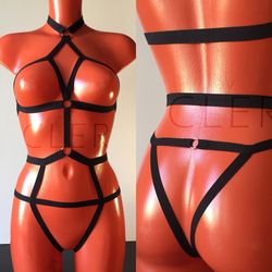 Harness Bodysuit CALI, harness lingerie, harness body, cage body, strappy, bdsm lingerie, harness bra, erotic lingerie