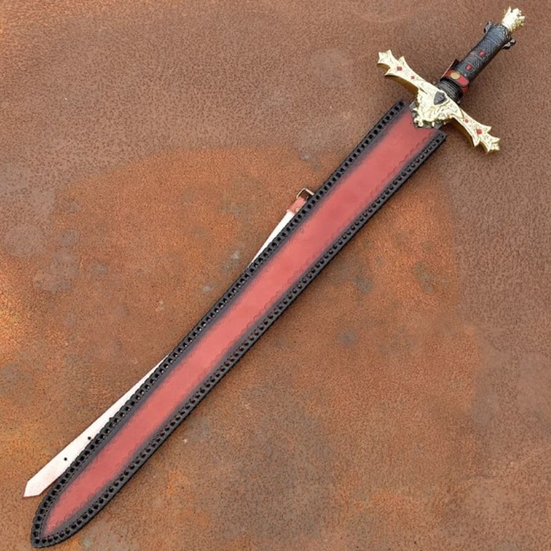 King Arthur Excalibur Damascus Steel Sword Hand Forged Ornate Medieval Dec 5jpg