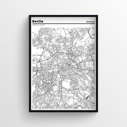 Berlin City Germany Map Minimalist White