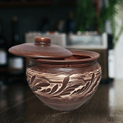 Ceramic pot 135,25 fl.oz Pottery casserole handmade red clay