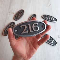 Address door number plate 216 - vintage apartment number sign