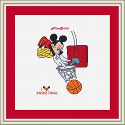 cross stitch pattern mickey mouse sport basketball player silhouette disney kids cartoon counted crossstitch patterns