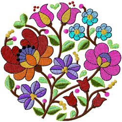 Creative flower circle embroidery design. Applique. Suitable for all embroidery machines. Creative flower design