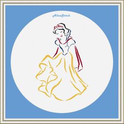 Cross stitch pattern princess Snow White silhouette Disney contour tale superheroes cartoon counted crossstitch patttern