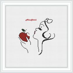 cross stitch pattern princess snow white apple silhouette contour disney superheroes kids counted crossstith pattern pdf