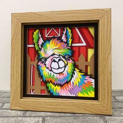 Farmhouse Llama 3D Layered SVG For Cardstock/ Colorful Alpaca Multilayer SVG/ Animal Pop Art/ Farm Animal Papercraft
