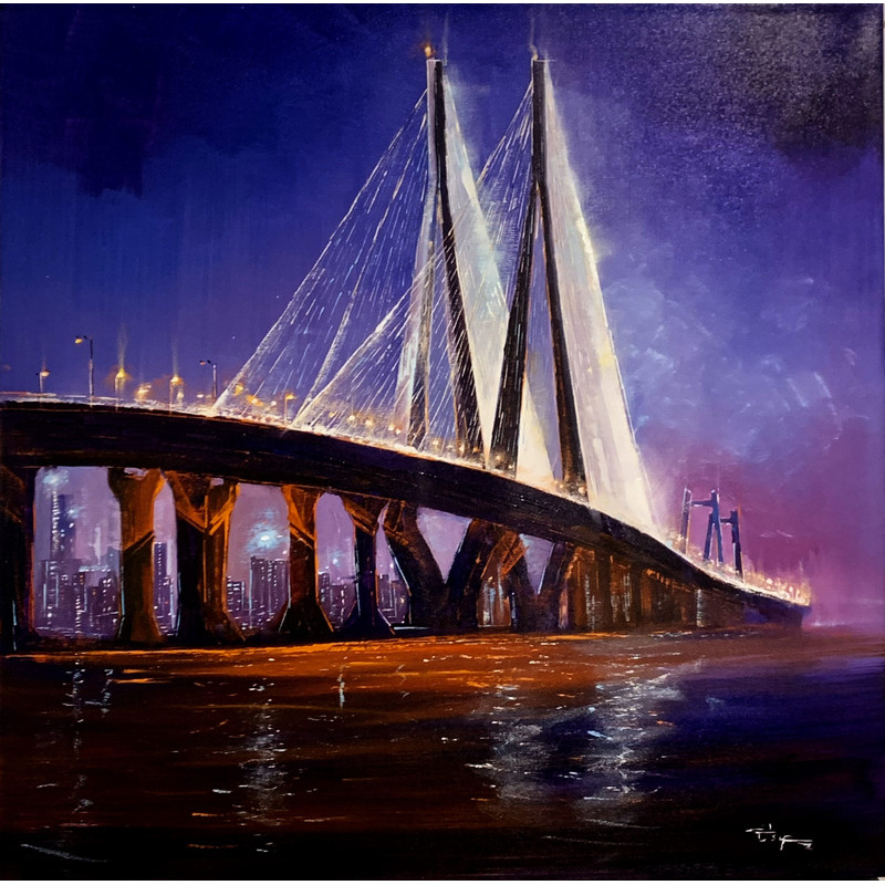 MUMBAI PAINTING - Original Oil Painting on Canvas, Mumbai Skyline Extra Large Painting by Walperion.jpg