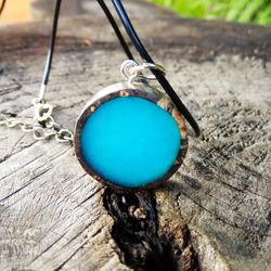 Northern lights necklace Wood resin pendant glow in the dark Resin wooden pendant