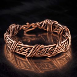 unique handmade copper bracelet for woman antique style wire wrapped bracelet handcrafted woven jewelry 7/22 anniversary