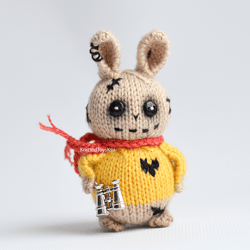 gothic style rabbit car decor, creepy bunny gift, scary toy ugly bunny gift, horrible cute bunny souvenir car charm
