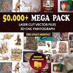 55.000 Mega Pack CNC Files Dxf cdr laser cut vector 3d files pantograph cnc doll house art for cnc router