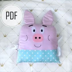Pig pillow pattern / Animal pillow pattern / Bumper in crib animal / Animals bumper for baby / Pillow pig for baby crib