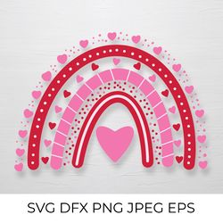 Valentines rainbow SVG. Red and Pink Rainbow Clipart