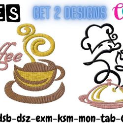 Get 2 creative kitchen towel embroidery designs