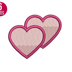 two hearts embroidery design, machine embroidery pattern, instant download