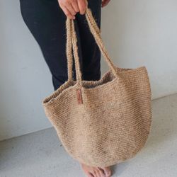 Natural Jute crochet Tote bag | Medium size handmade crochet bag | Jute shopping bag | Jute handmade summer beach bag